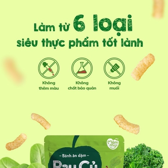 Bánh ăn dặm vị rau củ Mămmy giàu chất xơ, vitamin và khoáng chất, hình que ngắn 25 gram