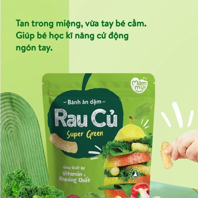 Bánh ăn dặm vị rau củ Mămmy giàu chất xơ, vitamin và khoáng chất, hình que ngắn 25 gram