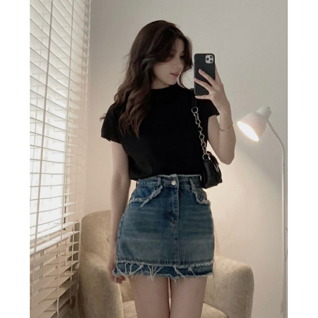 Áo thun gân tay dơi cổ leo sang chảnh Heppy _ Ao6917_P11K6