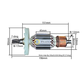 Rotor máy đục bê tông hitachi 65a - ph65a hoặc các dòng máy đục 30ly cùng thông số