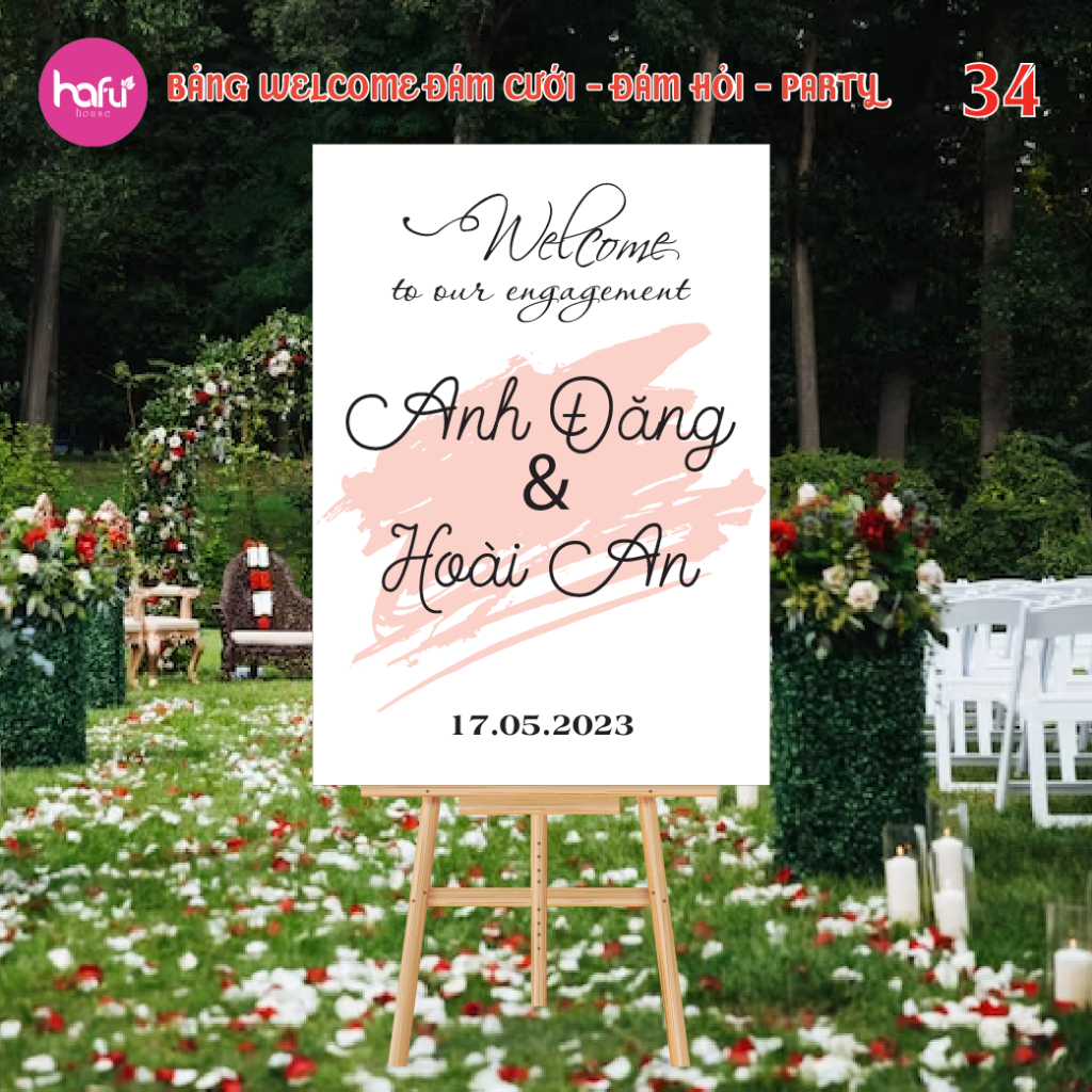 BẢNG CHỮ NHẬT WELCOME ĐÁM CƯỚI - ĐÁM HỎI - SINH NHẬT DÀY 5mm HAFU HOUSE