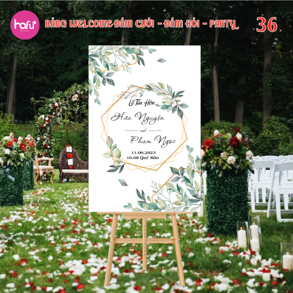 BẢNG CHỮ NHẬT WELCOME ĐÁM CƯỚI - ĐÁM HỎI - SINH NHẬT DÀY 5mm HAFU HOUSE