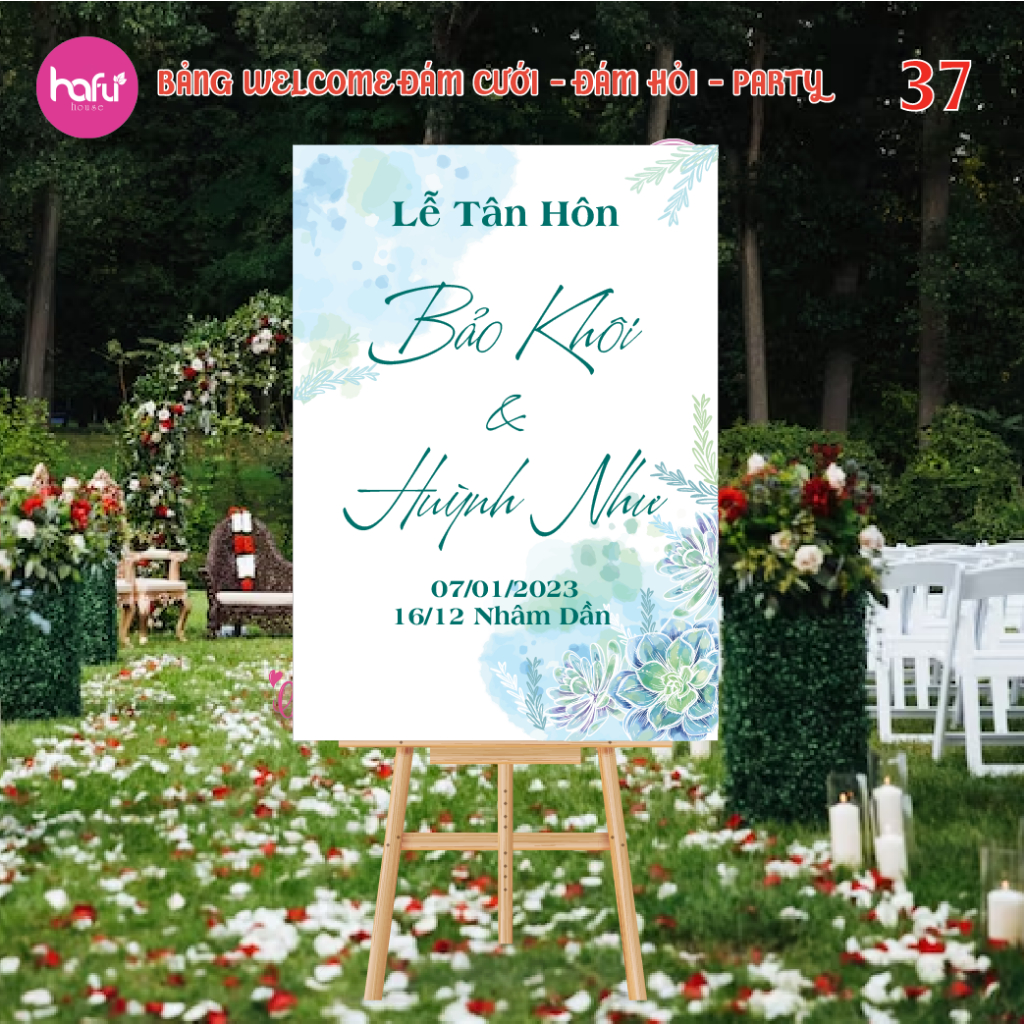 BẢNG CHỮ NHẬT WELCOME ĐÁM CƯỚI - ĐÁM HỎI - SINH NHẬT DÀY 5mm HAFU HOUSE