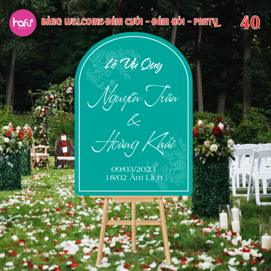 BẢNG CHỮ NHẬT WELCOME ĐÁM CƯỚI - ĐÁM HỎI - SINH NHẬT DÀY 5mm HAFU HOUSE