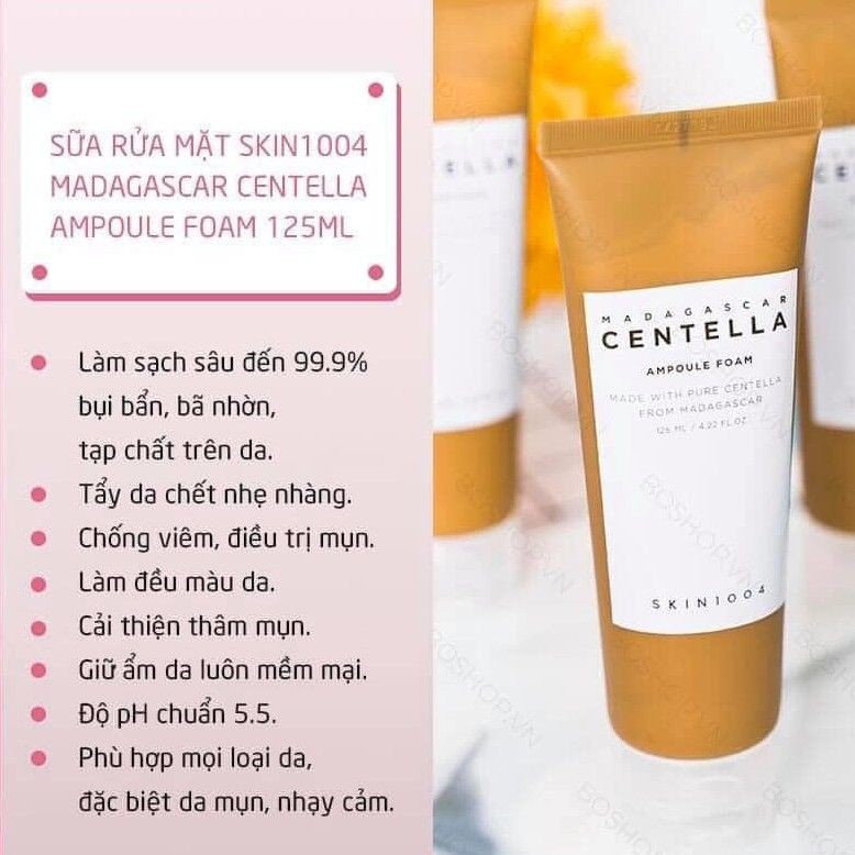 Sữa rửa mặt rau má Skin1004 Madagascar Centella Ampoule Foam 125ml Hàn Quốc giúp Dưỡng Ẩm Và Làm Sạch Da