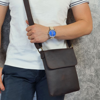 Túi đeo chéo nam da bò sáp TD126LEA (Nâu sáp) - 100% da thật, BH 3 năm