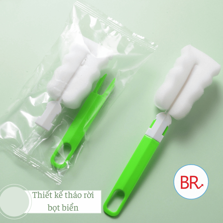 Cọ rửa cốc, rửa bình sữa bọt biển mút trắng- Dụng cụ rửa chén cốc, bình sữa đa năng- Br 02012