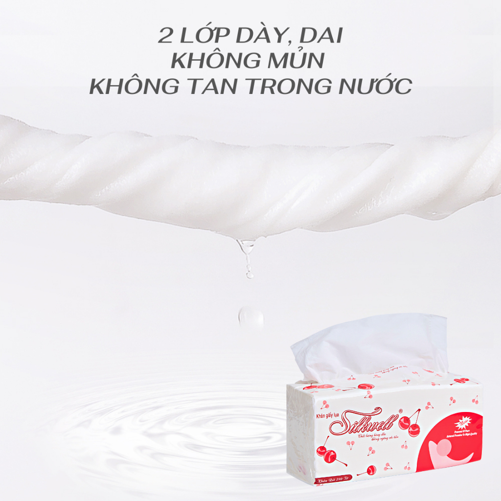 Thùng 9 gói giấy ăn Silkwell 280 tờ Cherry cao cấp chính hãng