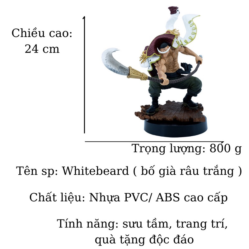Mô hình One Piece Luffy Store bố già thuyền trưởng băng hải tặc râu trắng 32cm, figure decor nhân vật anime vua hải tặc