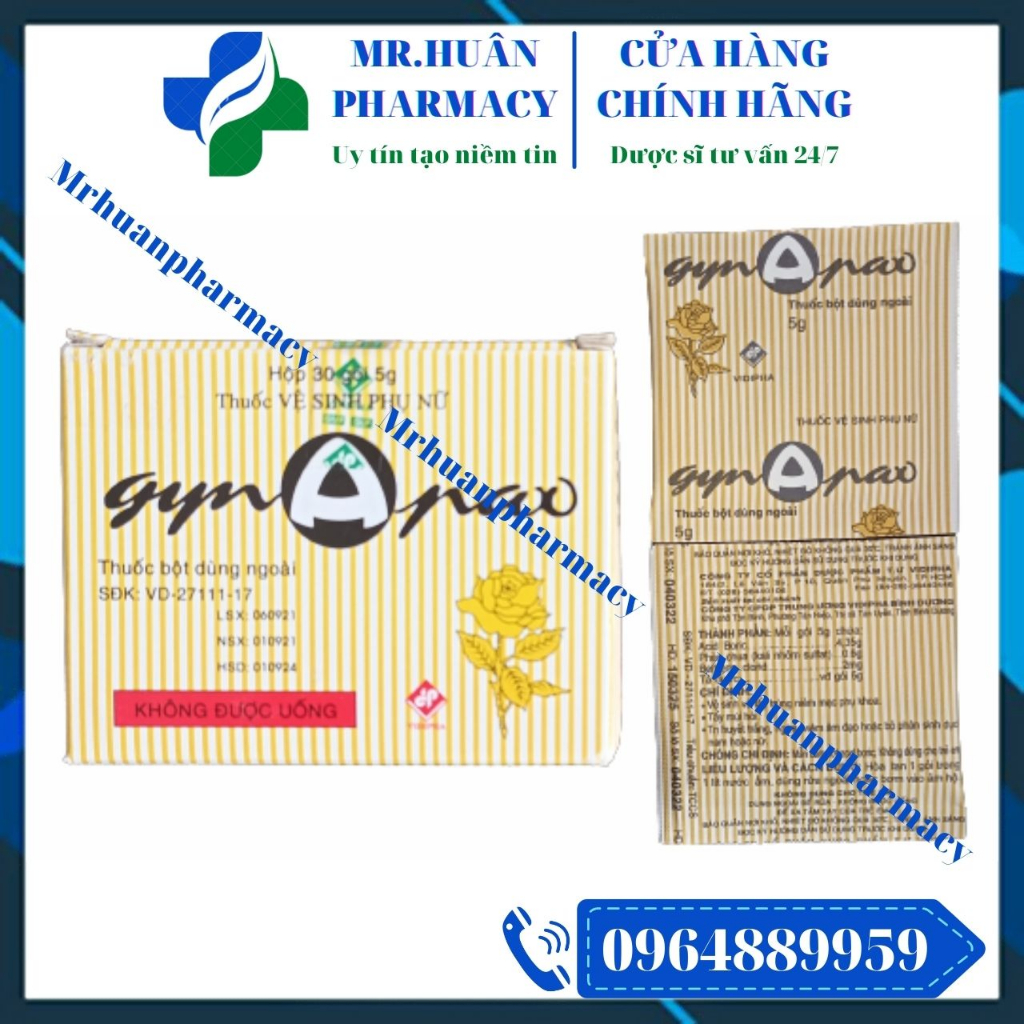 Bột pha vệ sinh phụ nữ Gynapax (Hộp 30 gói) - Dùng cho ngứa, huyết trắng, viêm nhiễm phụ khoa, giúp khử mùi hôi
