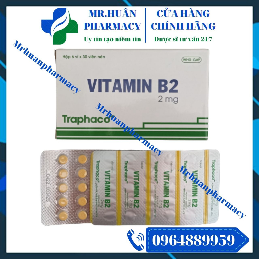 Vitamin B2 Traphaco (Hộp 180 viên) - Giúp bổ sung vitamin B2 cho cơ thể