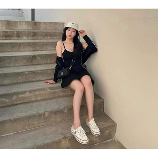 Mule basic MLB - 2 màu trắng / đen - (HÀNG CHÍNH HÃNG)