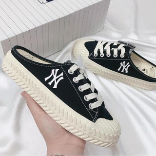 Mule basic MLB - 2 màu trắng / đen - (HÀNG CHÍNH HÃNG)