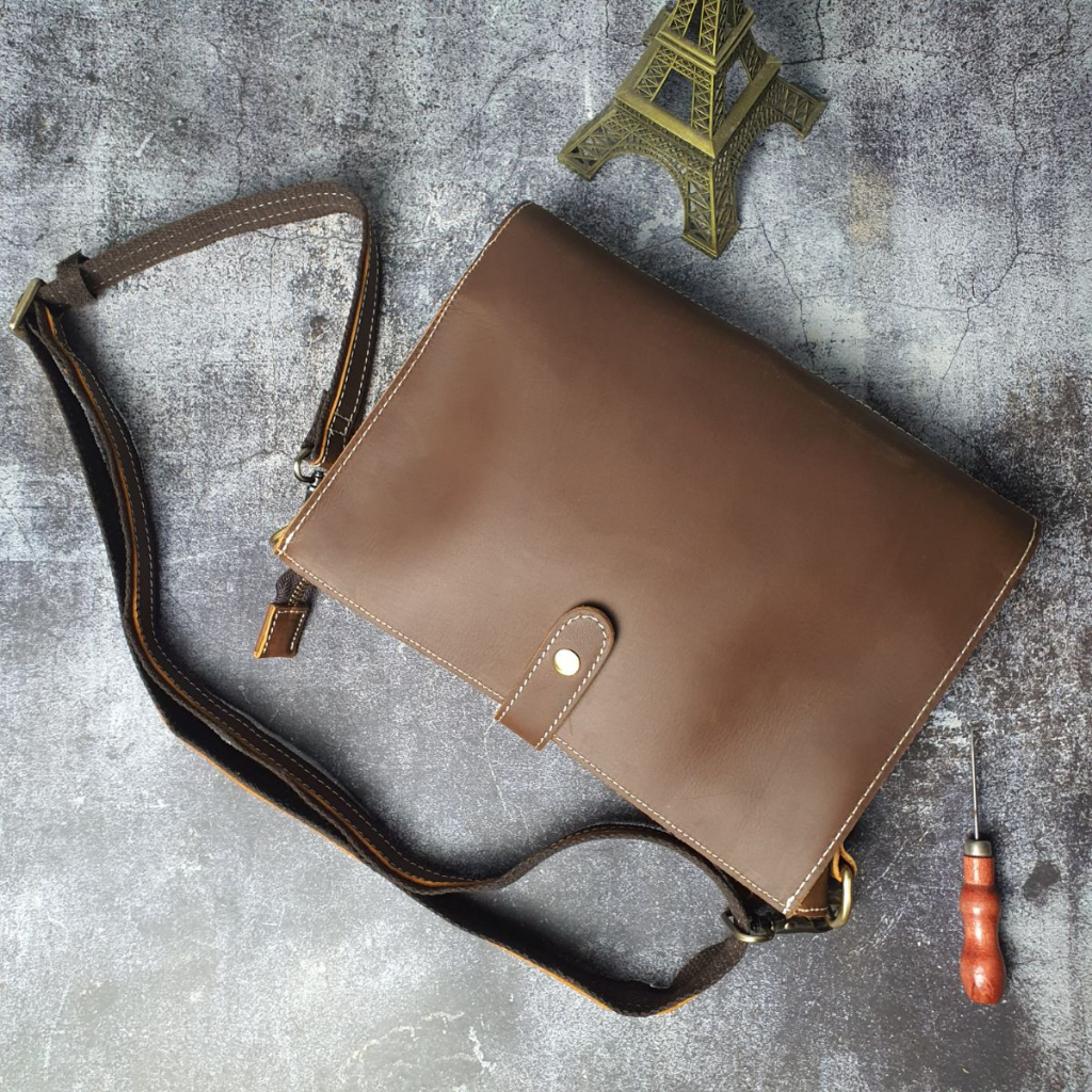 Túi đeo chéo nam da bò sáp kết hợp Clutch cầm tay TD127LEA  - 100% da thật, BH 3 năm