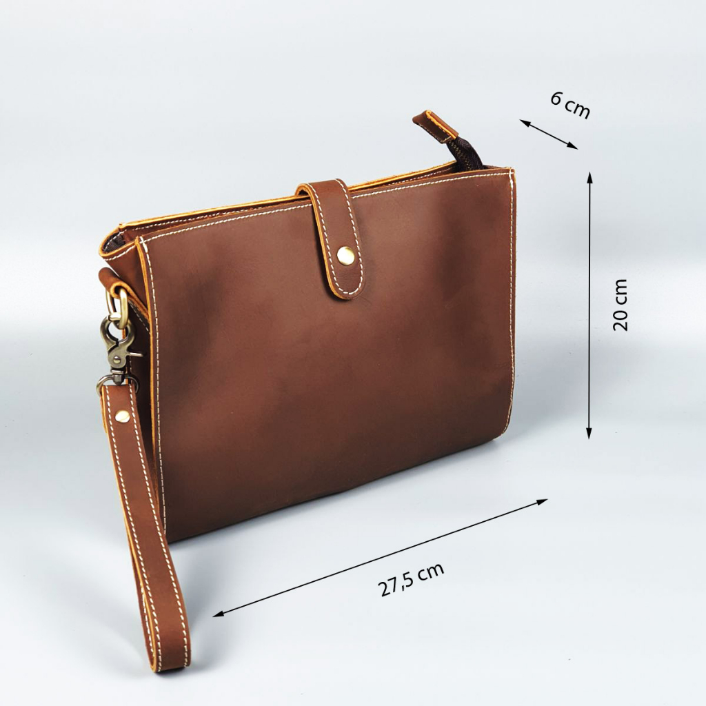 Túi đeo chéo nam da bò sáp kết hợp Clutch cầm tay TD127LEA  - 100% da thật, BH 3 năm