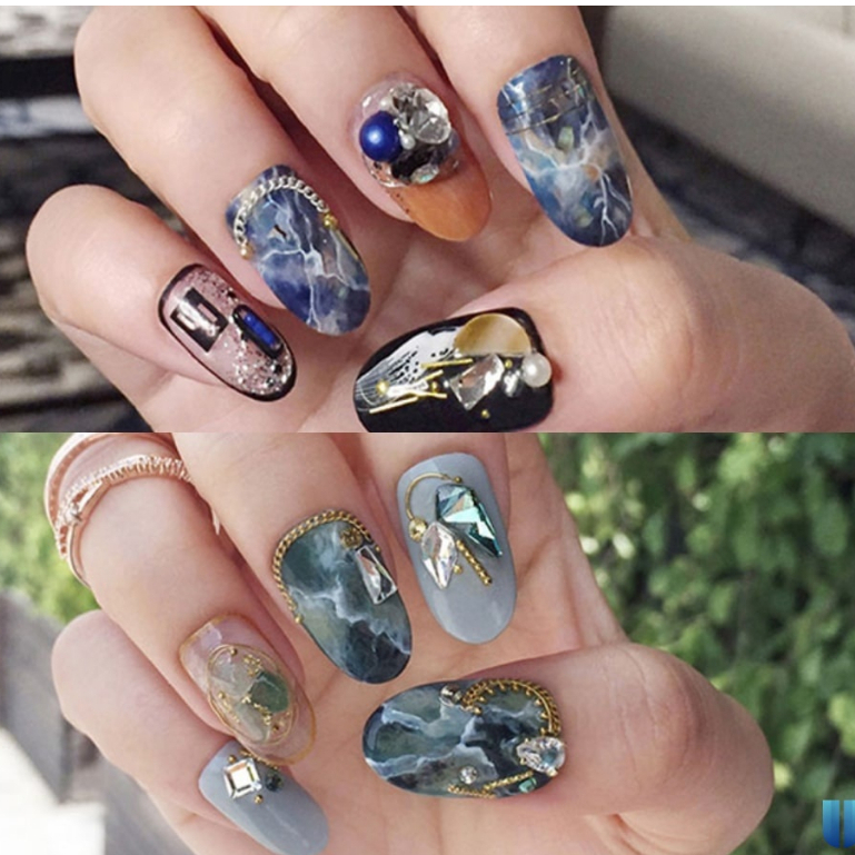 Màu nước vẽ vân đá nail hũ vuông dẹt , màu nước nén vẽ loang