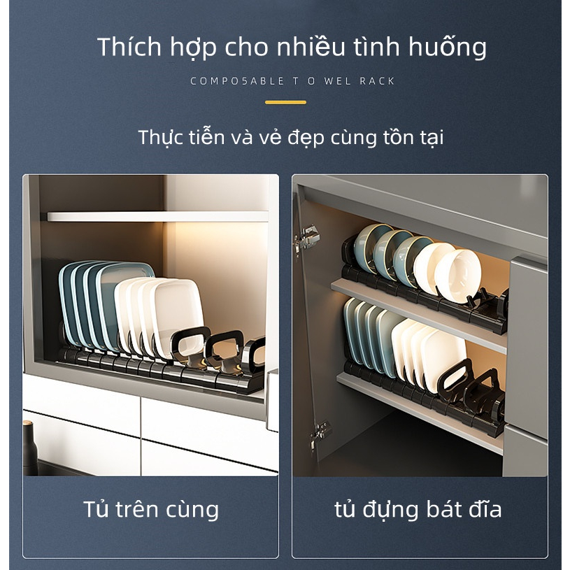 Khay đựng bát đĩa thông minh có thể điều chỉnh khoảng cách, giá đựng bát đĩa đa năng, tiết kiệm diện tích