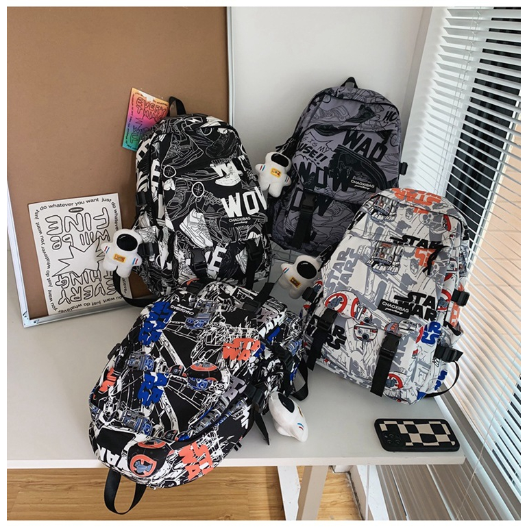 Balo Thời Trang Nam Nữ Ulzzang Teen Thể Thao Túi Cặp Xách Đi Học, Đi Chơi Du Lịch Đeo Vai Mẫu Loang 2022