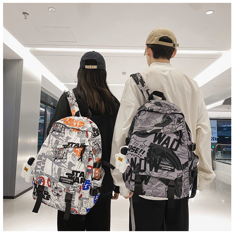 Balo Thời Trang Nam Nữ Ulzzang Teen Thể Thao Túi Cặp Xách Đi Học, Đi Chơi Du Lịch Đeo Vai Mẫu Loang 2022