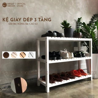 Kệ gỗ giày dép 3 tầng giá để giày dép gỗ sồi decor nội thất cao cấp tự lắp ráp
