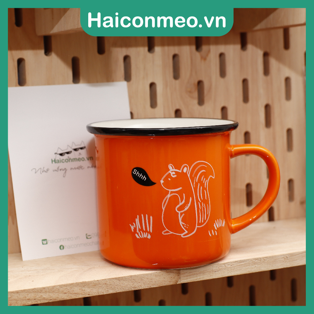 Ly cốc sứ quà tặng dễ thương hình chú Khủng Long có nắp đậy 380ml