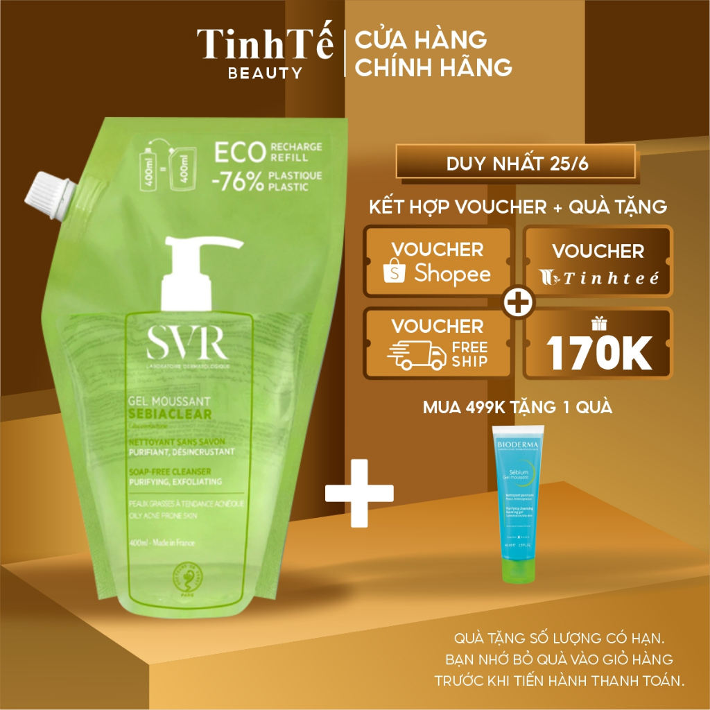Gel rửa mặt không có xà phòng SVR SEBIACLEAR GEL MOUSSANT dạng túi 400ml
