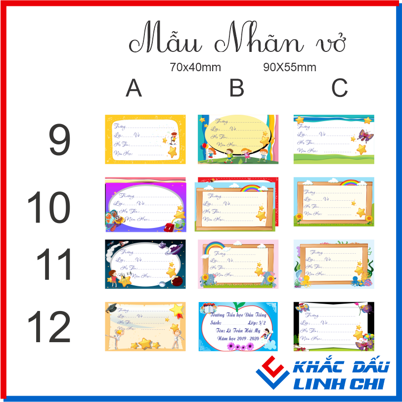 Nhãn vở in hình theo yêu cầu