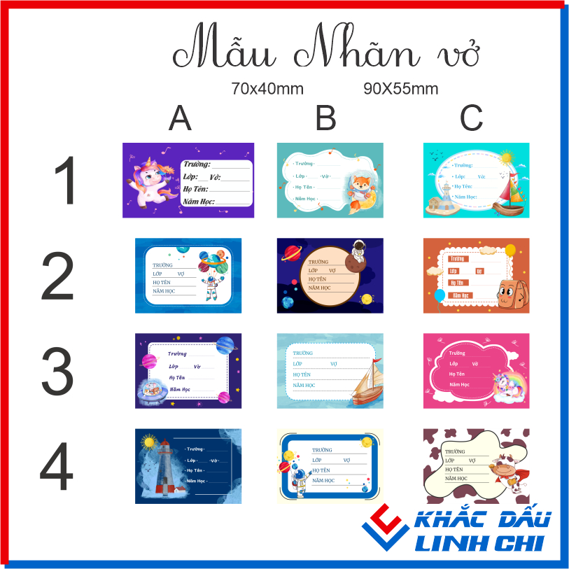 Nhãn vở in hình theo yêu cầu