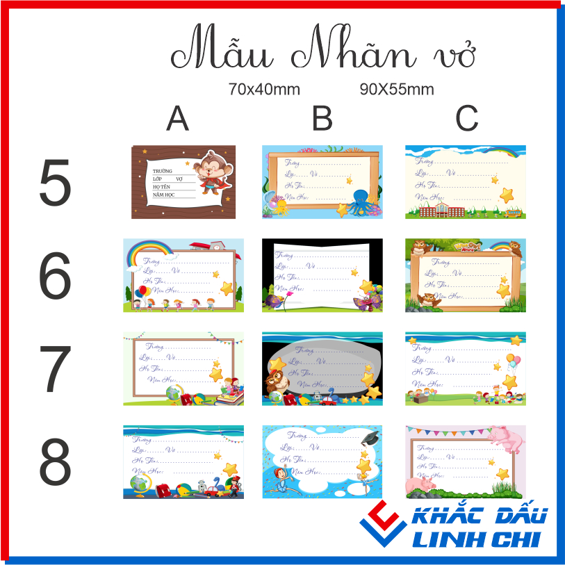 Nhãn vở in hình theo yêu cầu