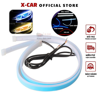 Bộ 2 led dây độ mí ngoài đèn pha ô tô 2 in 1 60cm xi nhan chạy đuổi