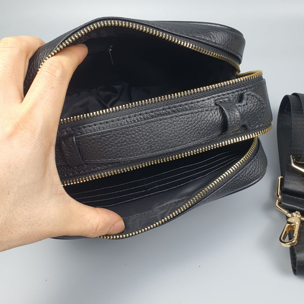 Túi golf khóa số cầm tay kết hợp đeo chéo da bò thật CL153LEA  - 100% da thật, BH 3 năm