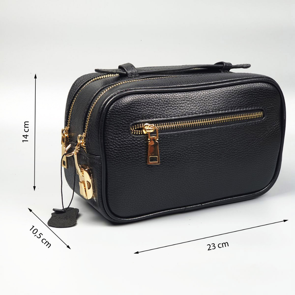 Túi golf khóa số cầm tay kết hợp đeo chéo da bò thật CL153LEA  - 100% da thật, BH 3 năm