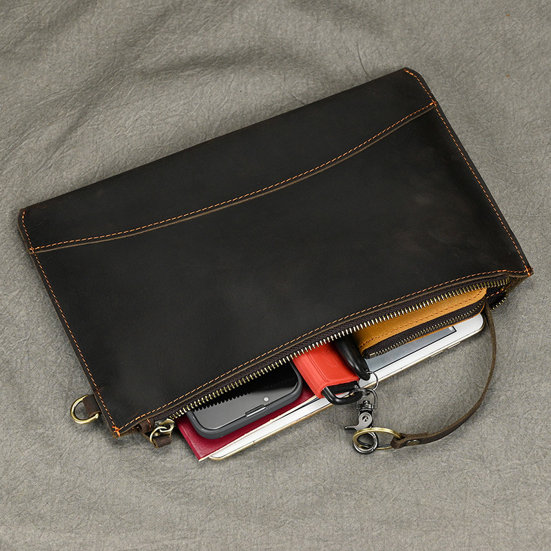 Clutch cầm tay nam da bò sáp CL152LEA  - 100% da bò thật, BH 3 năm