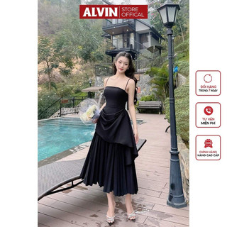 Đầm Xòe Cúp Hai Dây Xếp Ly Dự Tiệc Sang Trọng Alvin Store 1584