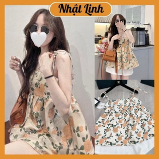 Set đồ bộ 2 dây bộ hai dây hoa kèm quần short trắng hàng đẹp nhật linh - b773