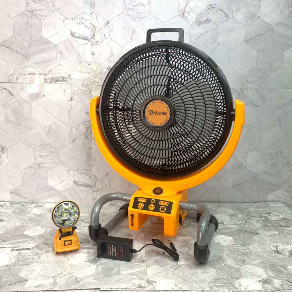 Quạt pin chính hãng HUKAN, Quạt tích hợp dùng điện và pin, Gió siêu mạnh Có điều chỉnh tốc độ, Hẹn giờ, Bảo hành 6 tháng