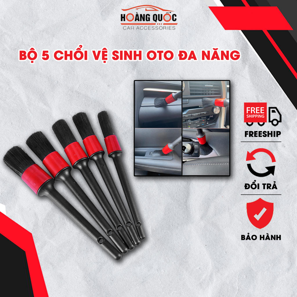 Bộ 5 Chổi Cọ Rửa Vệ Sinh Ô Tô Đa Năng, Cọ Rửa Khoang Máy, Mâm Xe, Nội Thất Ô Tô
