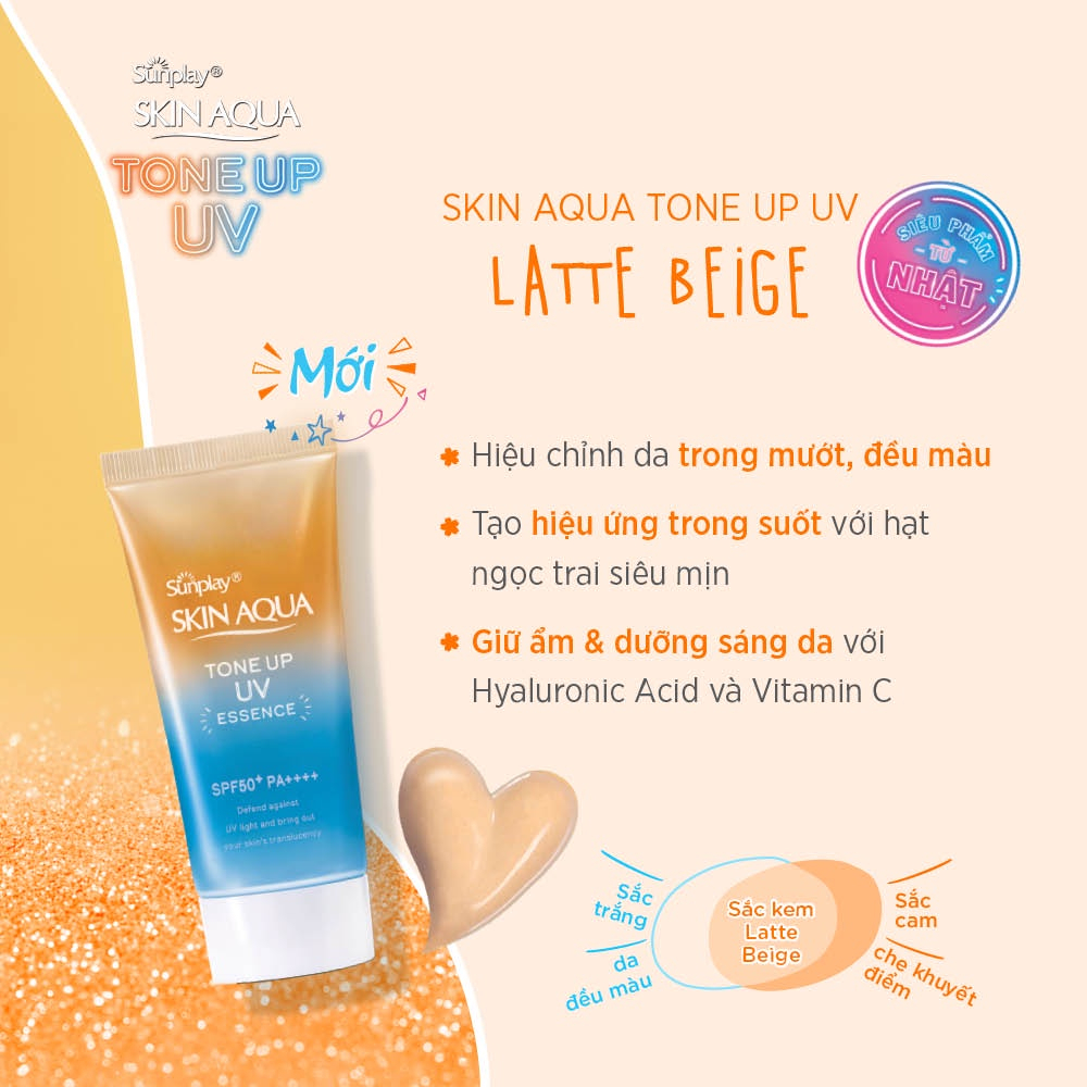 Tinh chất chống nắng hiệu chỉnh sắc da Sunplay Skin Aqua Tone Up UV Essence SPF50+ PA++++ 50g – LATTE BEIGE