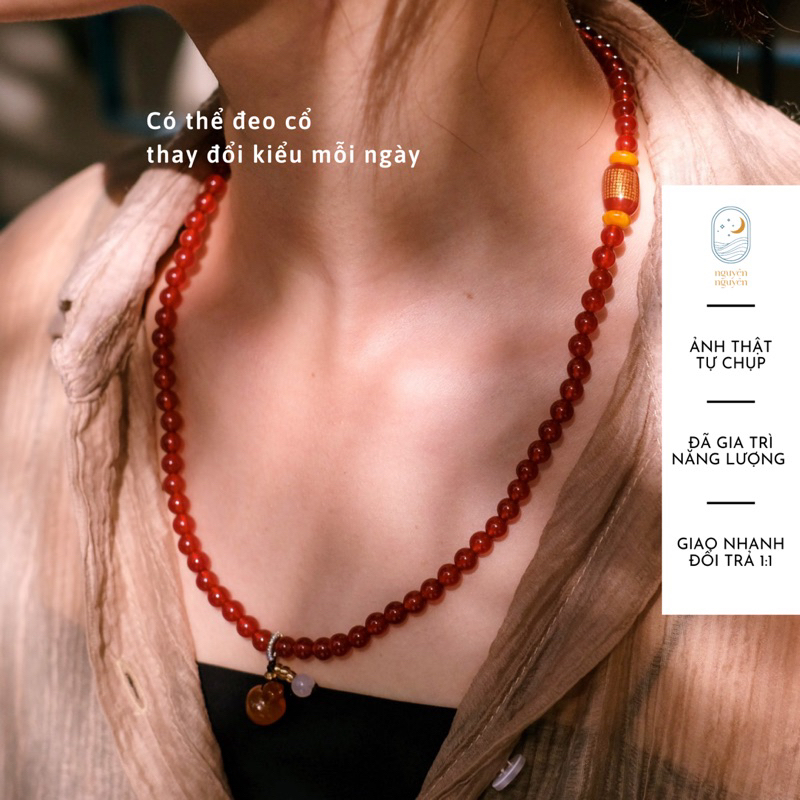 Chuỗi Hạt Vòng Tay Mã Não Đỏ hạt 6mm Mix Charm Bát Nhã Tâm Kinh & Hồ Lô chiêu tài bảo - Phong Thuỷ Năng Lượng