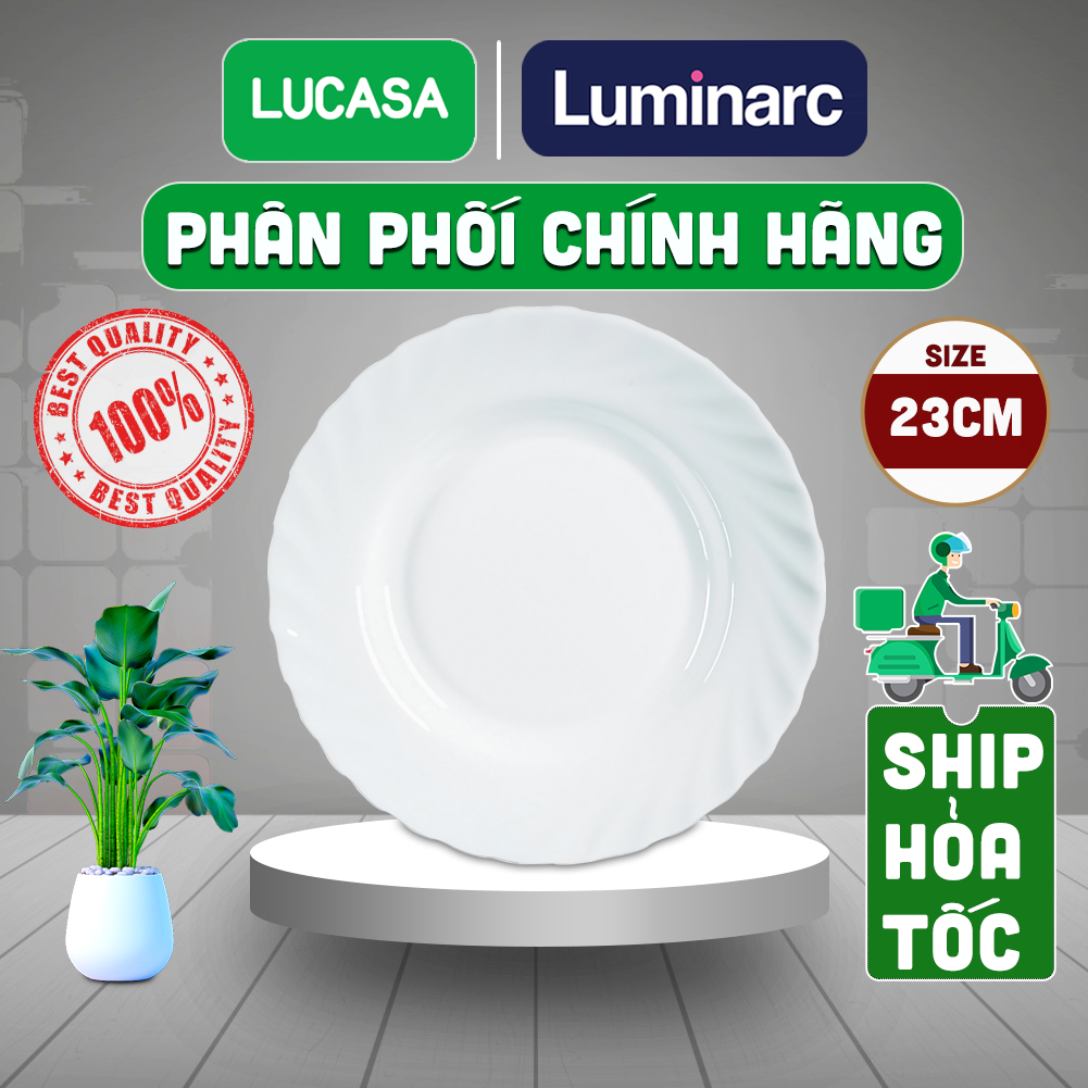 Đĩa Thủy Tinh Luminarc Trianon Trắng 23cm - Loại Sâu L3646 | Phân Phối Chính Hãng