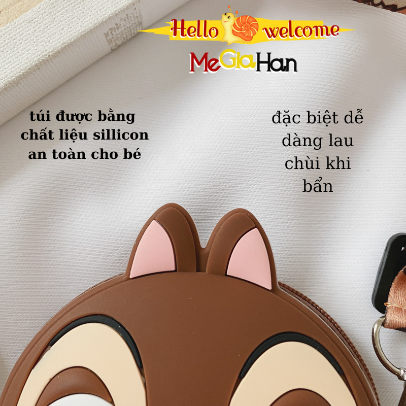 Túi Đeo Chéo Cho Bé Hình Hoạt Hình Dễ Thương Chất Liệu Silicon, Túi Cho Bé Trai Bé Gái