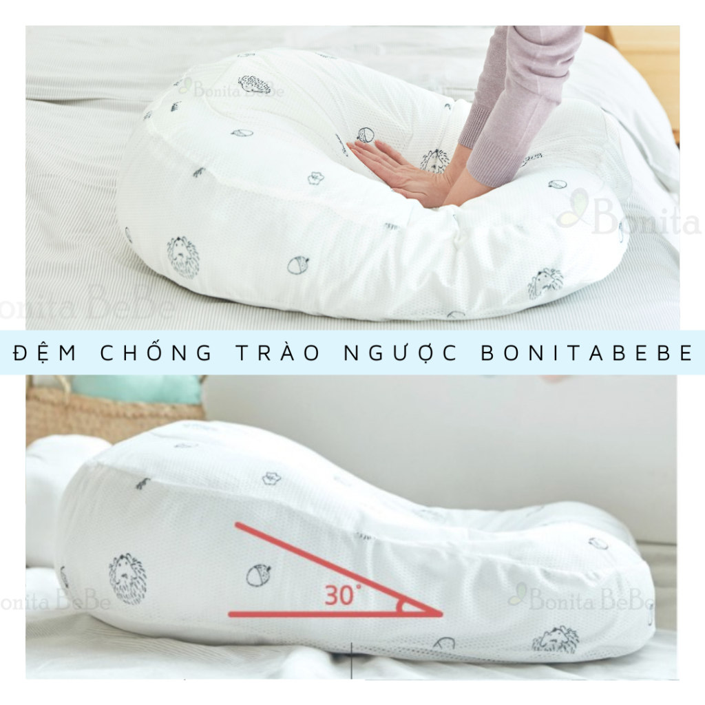 Bộ đệm chống trào ngược BONITABEBE cho bé + Chăn hè 2 lớp Loe mỏng nhẹ thoáng mát nhập khẩu Hàn Quốc