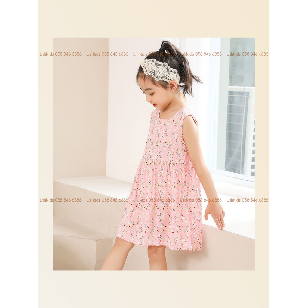 Váy đầm cho bé LiLiKids vải lanh lụa họa tiết dễ thương, váy cho bé gái 7-19 Kg
