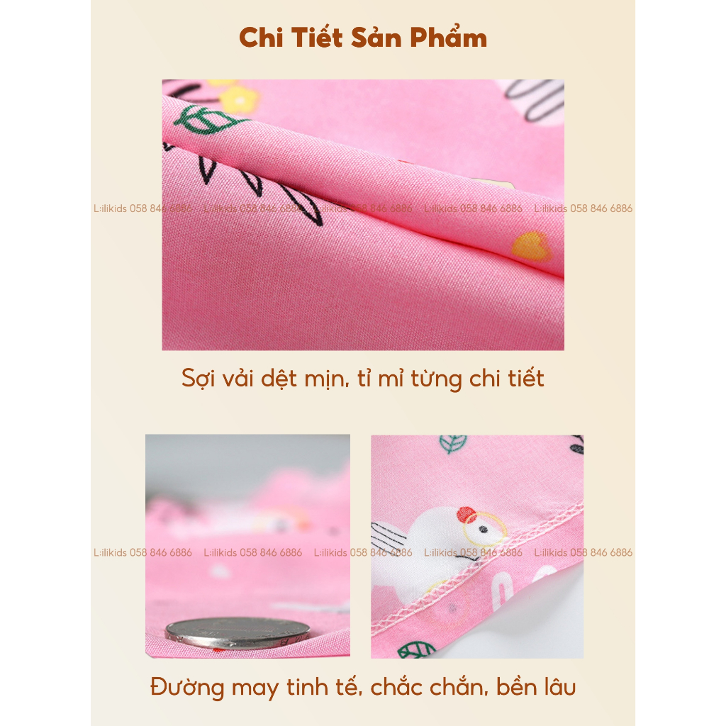 Váy đầm cho bé LiLiKids vải lanh lụa họa tiết dễ thương, váy cho bé gái 7-19 Kg