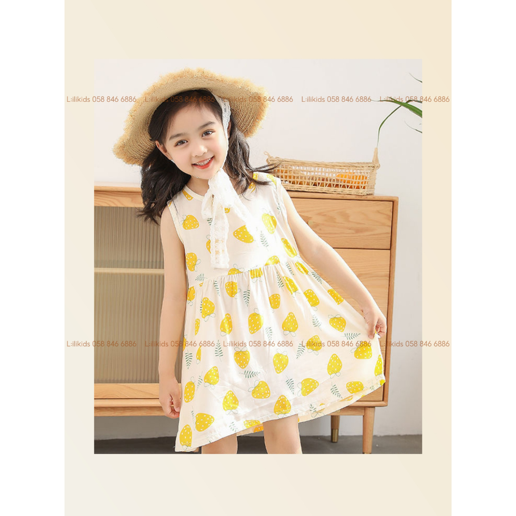 Váy đầm cho bé LiLiKids vải lanh lụa họa tiết dễ thương, váy cho bé gái 7-19 Kg