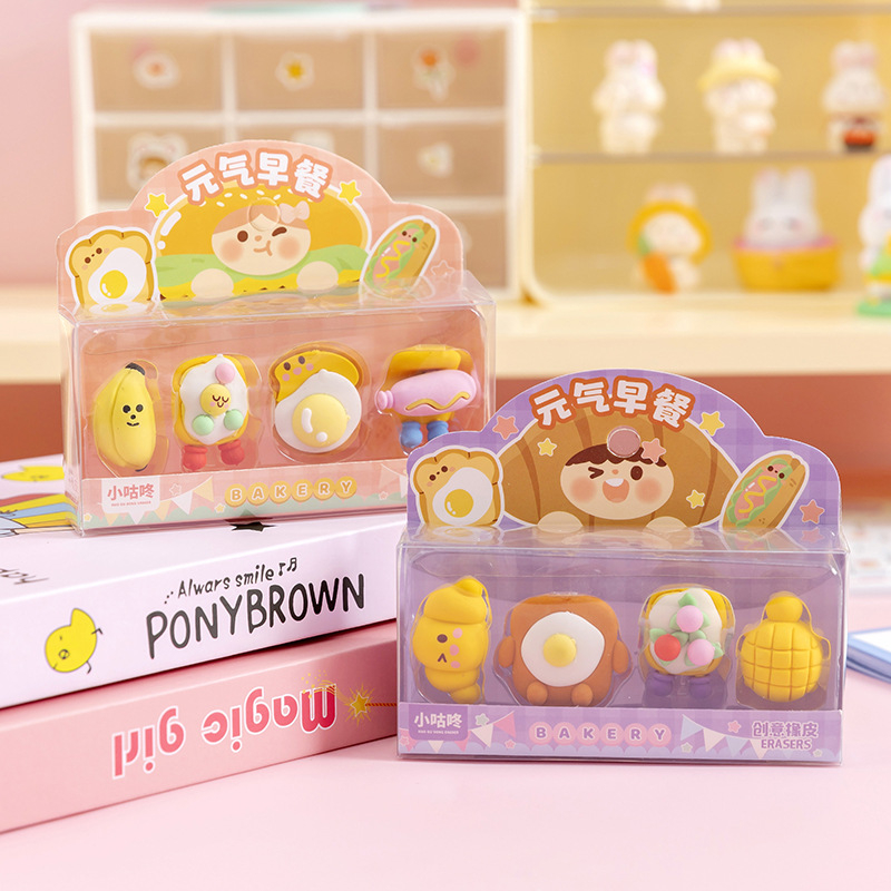 Set 4 Gôm tẩy bút chì hình thức ăn vui nhộn, dễ thương mẫu ngẫu nhiên