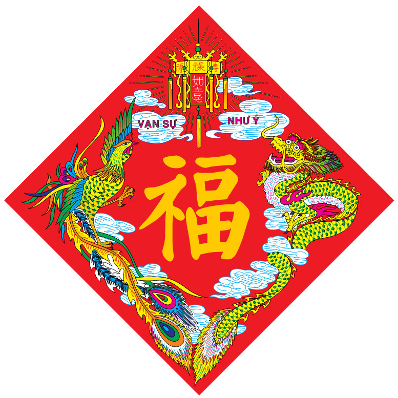 30 tem - 70 Tem decan chữ Phúc, chữ Hỷ dán bánh chưng, dưa hấu, mứt Tết, dán bưởi- A3