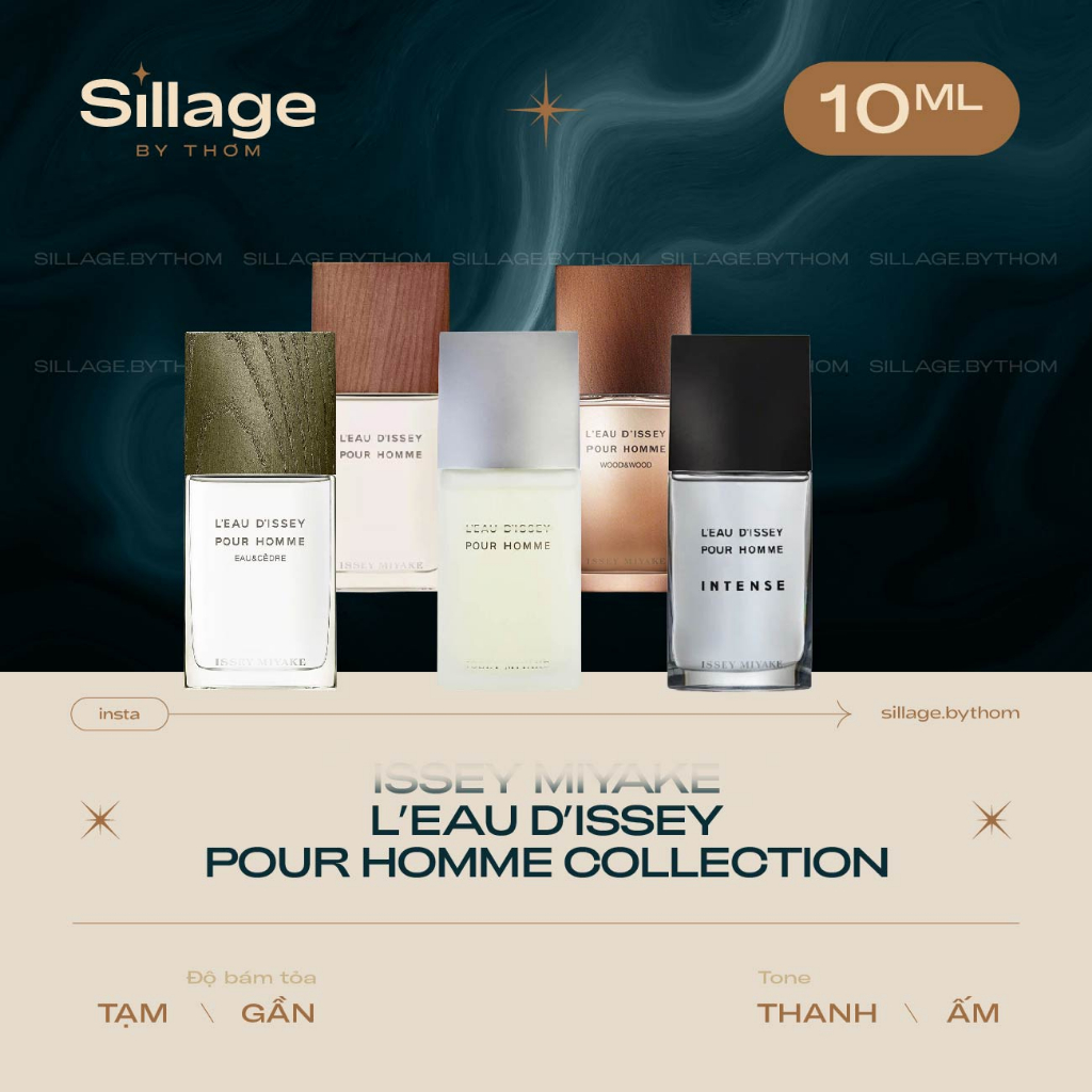 I S S E Y M I Y A K E L'EAU D'ISSEY POUR HOMME EDT INTENSE EAU & CEDRE EDP INTENSE WOOD & WOOD | Mẫu thử nước hoa nam