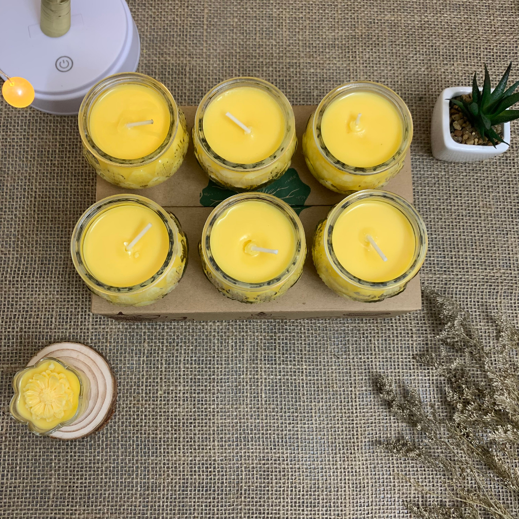Hộp 06 ly làm nến hoa sen tròn Tặng kèm 06 bấc nến cotton không khói - Tuệ Đăng