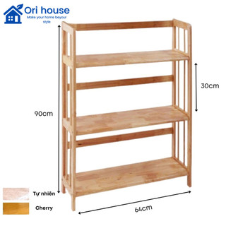 Kệ sách 3 tầng gỗ cao su ngang 64cm đa năng - hàng lắp ráp  - Ori House
